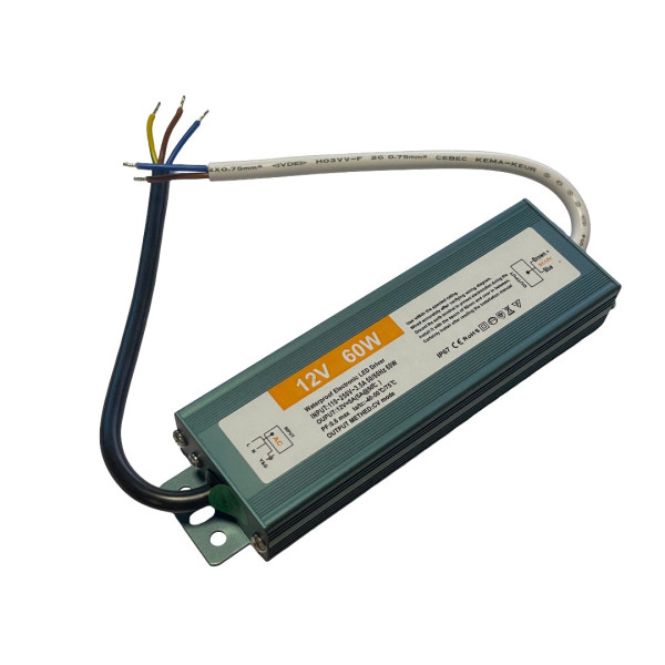 Герметичный блок питания 60Вт-12В-5А-IP67