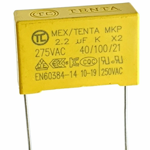 Конденсатор пленочный MEX/TENTA МКР-Х2, 2.2мкФ-275В, шаг 27мм
