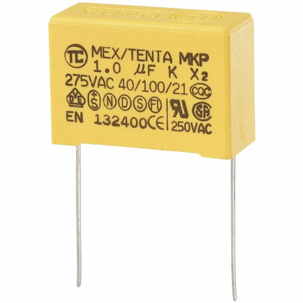 Конденсатор пленочный MEX/TENTA МКР-Х2, 1мкФ-275В, шаг 15мм