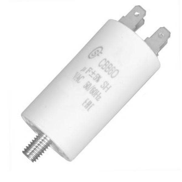 CBB60 50мкФ-450В клеммы+болт, пусковой конденсатор (108х50мм)